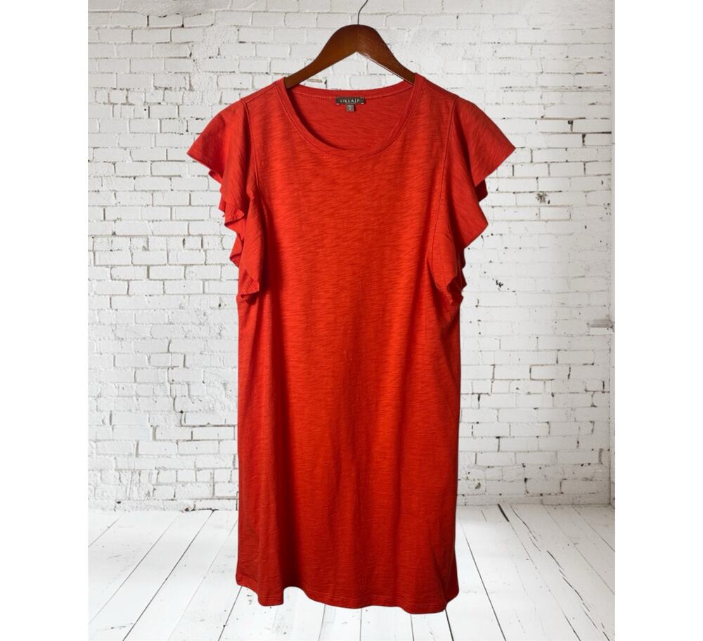 Lilla P. Orange Pima Cotton/Modal Flutter Sleeve T-shirt Dress Women's Medium